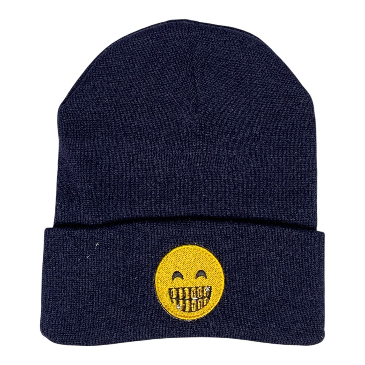 Gold Mouth Emoji - Beanie Cap - Blue