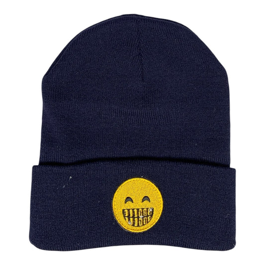 Gold Mouth Emoji - Beanie Cap - Blue