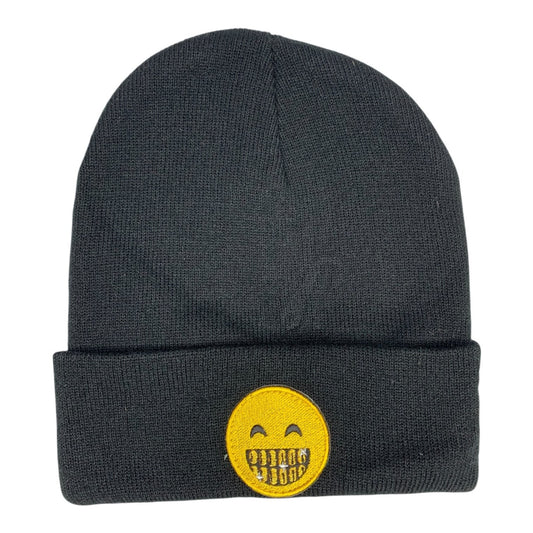 Gold Mouth Emoji - Beanie Cap - Black